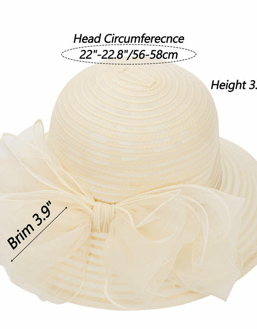 Load image into Gallery viewer, Kentucky Women Organza Derby Hat Wide Brim Summer Sun Cap Black
