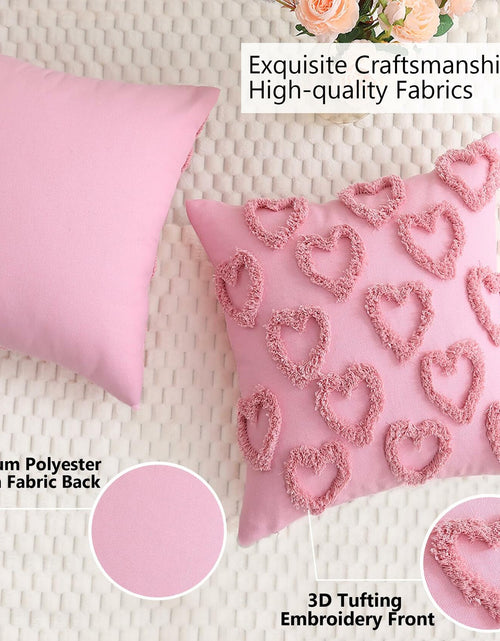 Load image into Gallery viewer, KOOLIFE Heart Love Coral Red Throw Pillow Covers 18x18 Set of 2
