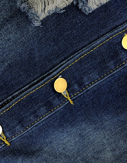 Load image into Gallery viewer, sexycherry Denim Navy Blue Distressed Trucker Jacket for Women Size 3X-Large
