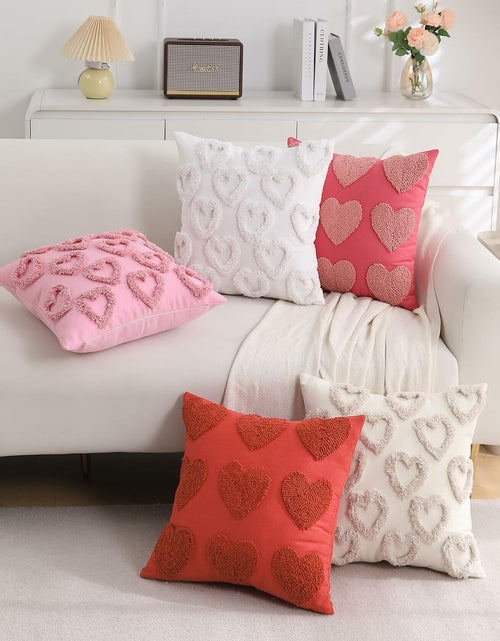 Load image into Gallery viewer, KOOLIFE Heart Love Coral Red Throw Pillow Covers 18x18 Set of 2

