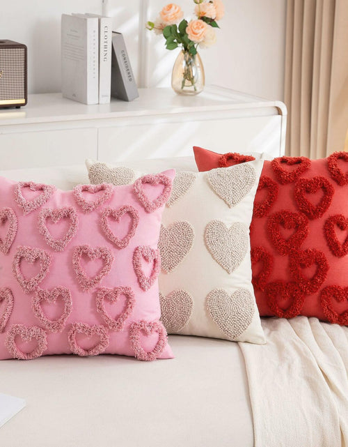 Load image into Gallery viewer, KOOLIFE Heart Love Coral Red Throw Pillow Covers 18x18 Set of 2
