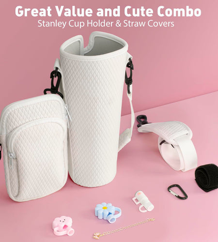 Stanley Cup 3D Embossed Neoprene 40oz Carrier Bag with Strap & Accessories