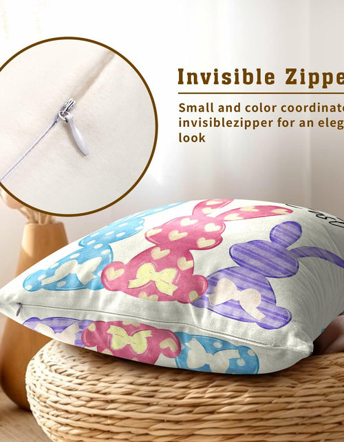 Load image into Gallery viewer, Happy Easter Throw Pillow Covers Set of 2 18x18 Cotton Colorful Bunny
