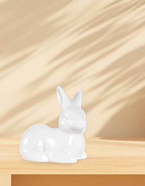 Load image into Gallery viewer, Rthjsfj White Ceramic Easter Bunny Figurine Porcelain Rabbit Statue 3.74x1.89"

