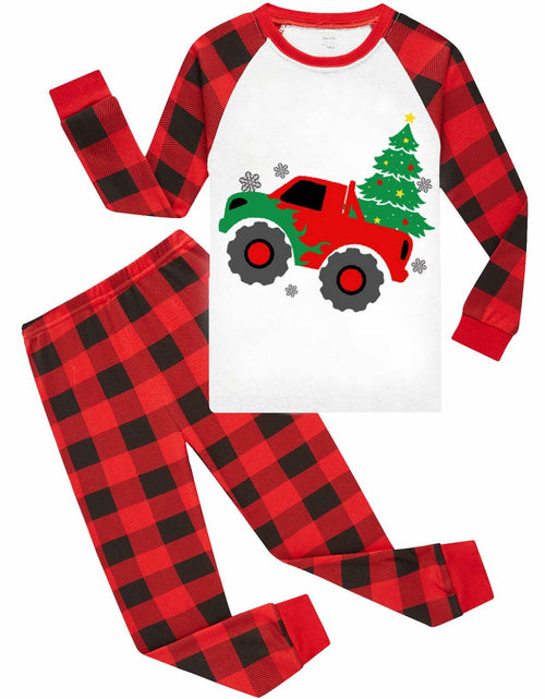 Load image into Gallery viewer, Dolphin&amp;Fish Kids Christmas Pajamas Cotton Gray/Red Size 24 Months
