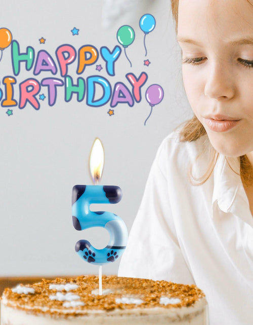 Load image into Gallery viewer, Zi Lan Number 5 Blue Dog Paw Birthday Candle Paw Print Cake Decor
