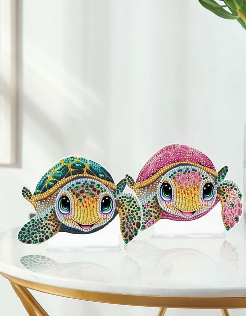 Load image into Gallery viewer, Tontut 2 Pcs Diamond Art Painting DIY Turtle Shape Desktop Jewelry Kits
