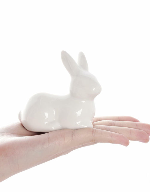 Load image into Gallery viewer, Rthjsfj White Ceramic Easter Bunny Figurine Porcelain Rabbit Statue 3.74x1.89"
