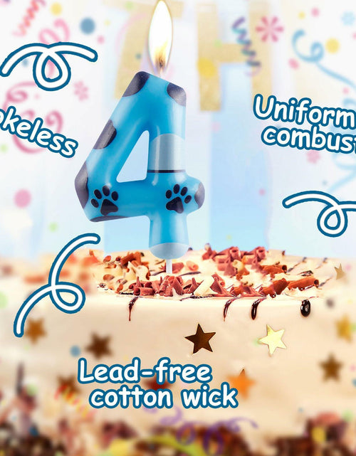 Load image into Gallery viewer, Zi Lan Number 5 Blue Dog Paw Birthday Candle Paw Print Cake Decor

