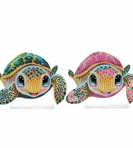 Tontut 2 Pcs Diamond Art Painting DIY Turtle Shape Desktop Jewelry Kits