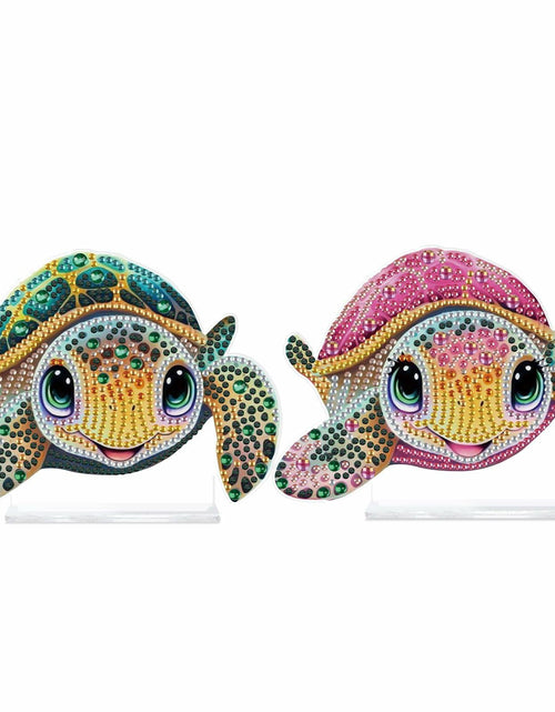 Load image into Gallery viewer, Tontut 2 Pcs Diamond Art Painting DIY Turtle Shape Desktop Jewelry Kits

