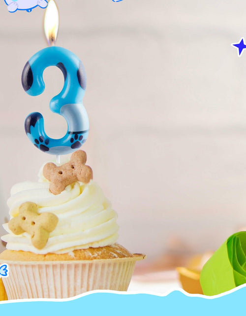 Load image into Gallery viewer, Zi Lan Number 5 Blue Dog Paw Birthday Candle Paw Print Cake Decor

