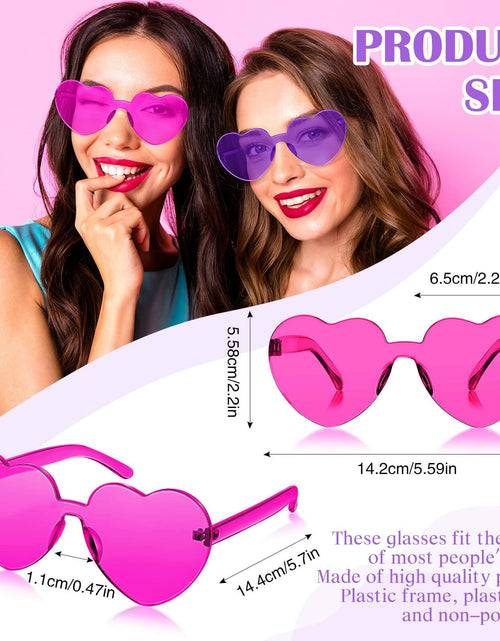 Load image into Gallery viewer, TOODOO 4 Pack Heart Shaped Rimless Sunglasses Candy Color Purple Series
