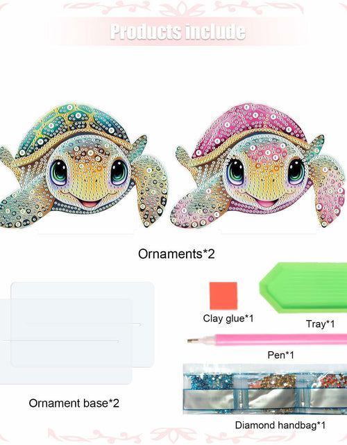 Load image into Gallery viewer, Tontut 2 Pcs Diamond Art Painting DIY Turtle Shape Desktop Jewelry Kits
