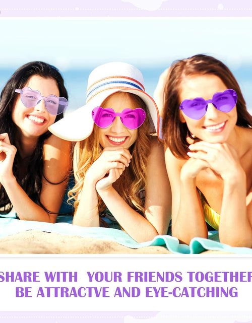 Load image into Gallery viewer, TOODOO 4 Pack Heart Shaped Rimless Sunglasses Candy Color Purple Series
