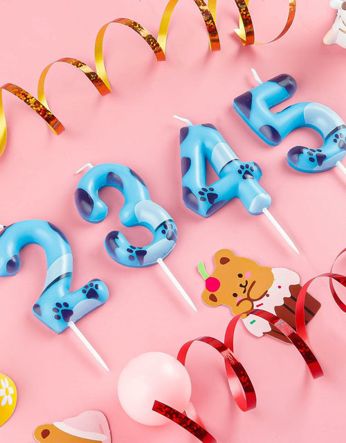 Load image into Gallery viewer, Zi Lan Number 5 Blue Dog Paw Birthday Candle Paw Print Cake Decor
