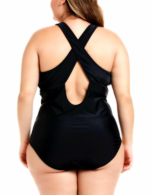 Load image into Gallery viewer, FlatterMe Women's Sexy Plus Size Black One Piece Swimsuit Lace Up Size 3XL
