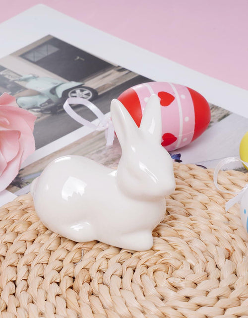 Load image into Gallery viewer, Rthjsfj White Ceramic Easter Bunny Figurine Porcelain Rabbit Statue 3.74x1.89"
