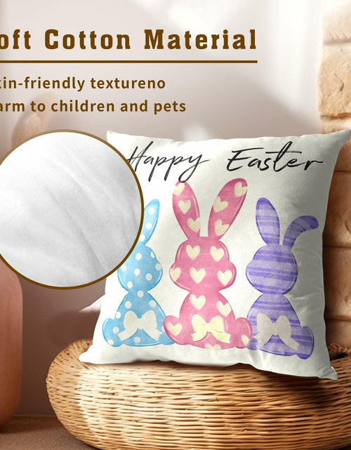 Load image into Gallery viewer, Happy Easter Throw Pillow Covers Set of 2 18x18 Cotton Colorful Bunny
