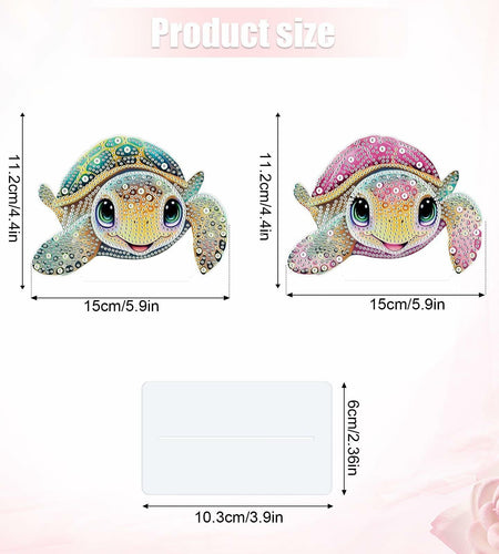 Tontut 2 Pcs Diamond Art Painting DIY Turtle Shape Desktop Jewelry Kits