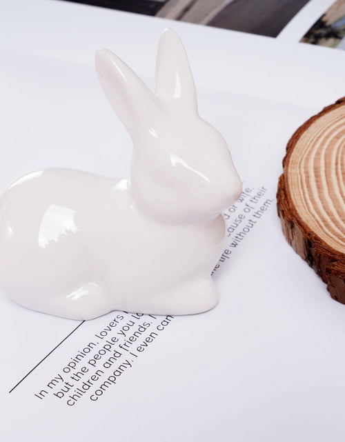 Load image into Gallery viewer, Rthjsfj White Ceramic Easter Bunny Figurine Porcelain Rabbit Statue 3.74x1.89"

