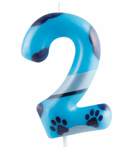 Zi Lan Number 5 Blue Dog Paw Birthday Candle Paw Print Cake Decor