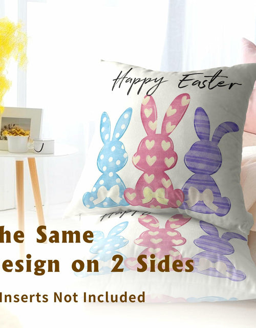 Load image into Gallery viewer, Happy Easter Throw Pillow Covers Set of 2 18x18 Cotton Colorful Bunny
