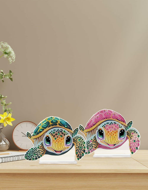 Load image into Gallery viewer, Tontut 2 Pcs Diamond Art Painting DIY Turtle Shape Desktop Jewelry Kits
