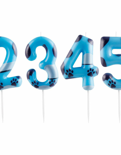 Load image into Gallery viewer, Zi Lan Number 5 Blue Dog Paw Birthday Candle Paw Print Cake Decor

