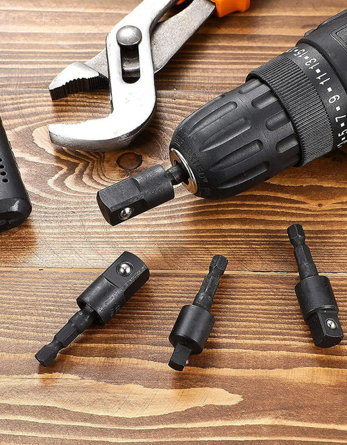 Load image into Gallery viewer, 3Pcs Socket Adapter Set 1/4" 3/8" 1/2" Rotatable Impact Grade Drill Bits
