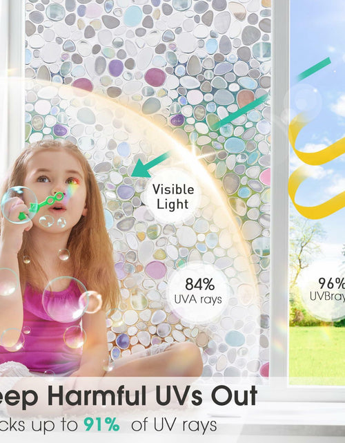 Load image into Gallery viewer, Viseeko 3D Pebble Stained Glass Privacy Film Rainbow 11.8x118in UV Protection
