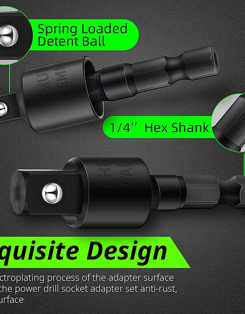 Load image into Gallery viewer, 3Pcs Socket Adapter Set 1/4" 3/8" 1/2" Rotatable Impact Grade Drill Bits
