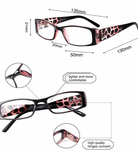 [Like New] 5 Pack Spring Hinge Reading Glasses Rectangular Multicolour 2.25 Power