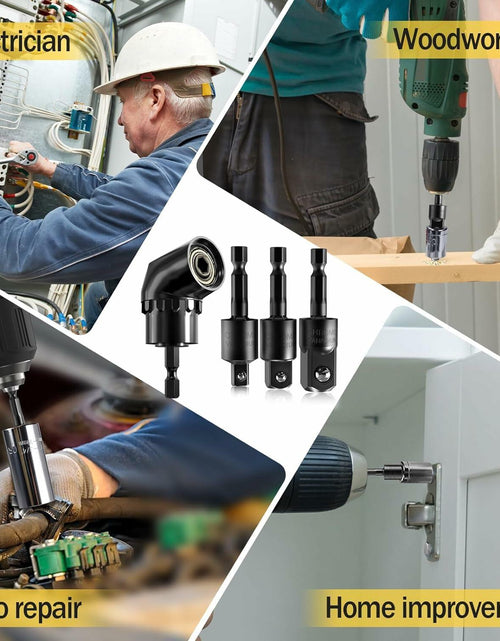 Load image into Gallery viewer, 3Pcs Socket Adapter Set 1/4" 3/8" 1/2" Rotatable Impact Grade Drill Bits
