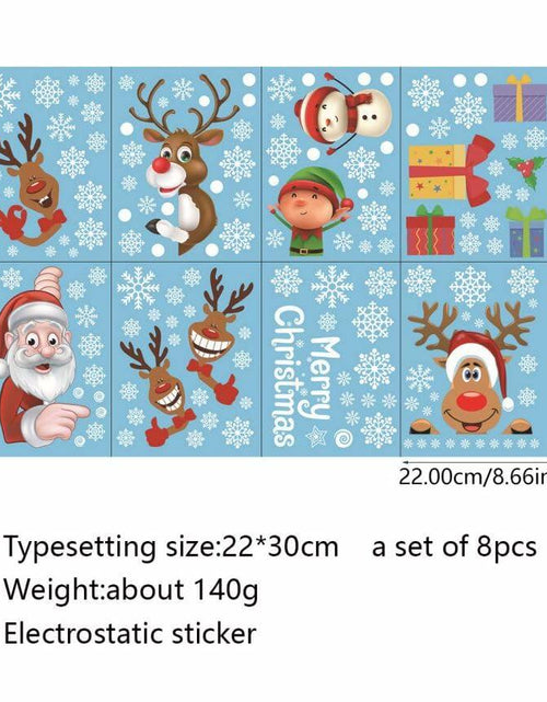 Load image into Gallery viewer, 160Pcs Christmas Window Stickers Santa Reindeer Snowman Snowflakes Double-Sided
