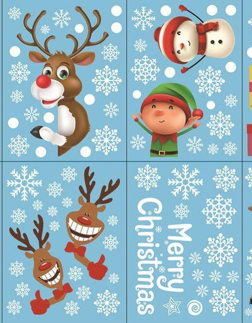 Load image into Gallery viewer, 160Pcs Christmas Window Stickers Santa Reindeer Snowman Snowflakes Double-Sided
