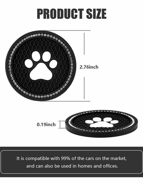 Load image into Gallery viewer, Kewucn Bling Paw Car Cup Holder Coasters 2PCS Dark Blue Rhinestone
