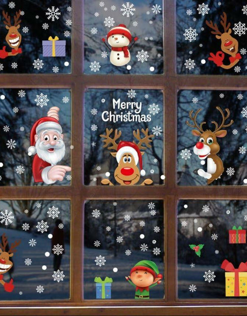 Load image into Gallery viewer, 160Pcs Christmas Window Stickers Santa Reindeer Snowman Snowflakes Double-Sided
