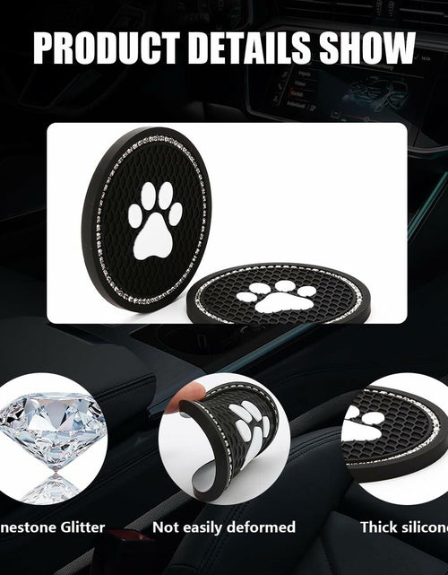 Load image into Gallery viewer, Kewucn Bling Paw Car Cup Holder Coasters 2PCS Dark Blue Rhinestone
