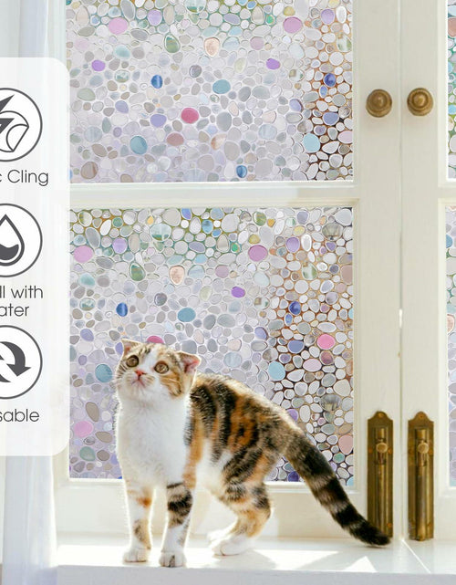 Load image into Gallery viewer, Viseeko 3D Pebble Stained Glass Privacy Film Rainbow 11.8x118in UV Protection
