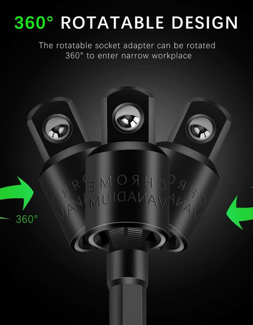 Load image into Gallery viewer, 3Pcs Socket Adapter Set 1/4" 3/8" 1/2" Rotatable Impact Grade Drill Bits
