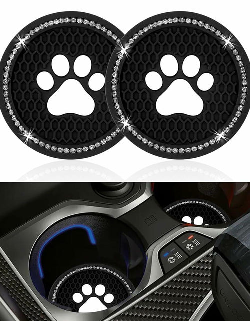 Load image into Gallery viewer, Kewucn Bling Paw Car Cup Holder Coasters 2PCS Dark Blue Rhinestone
