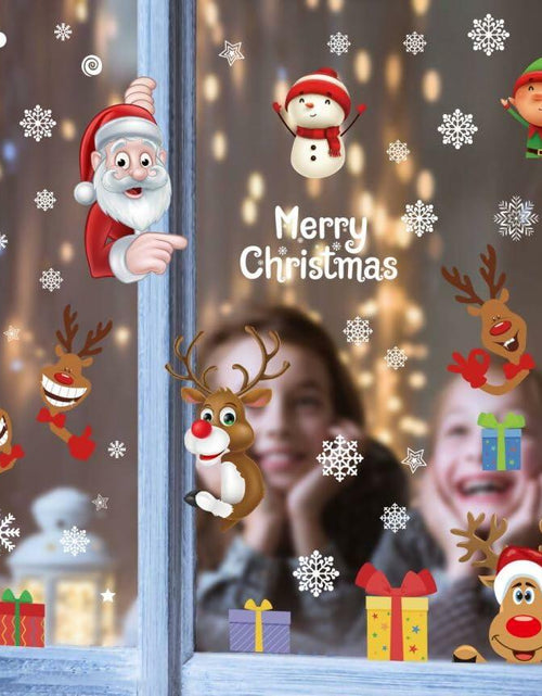 Load image into Gallery viewer, 160Pcs Christmas Window Stickers Santa Reindeer Snowman Snowflakes Double-Sided
