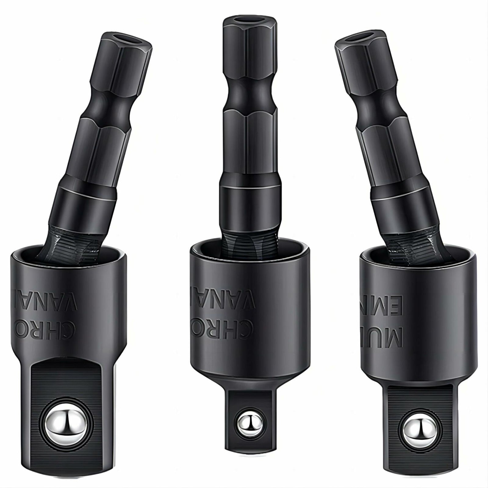 3Pcs Socket Adapter Set 1/4" 3/8" 1/2" Rotatable Impact Grade Drill Bits