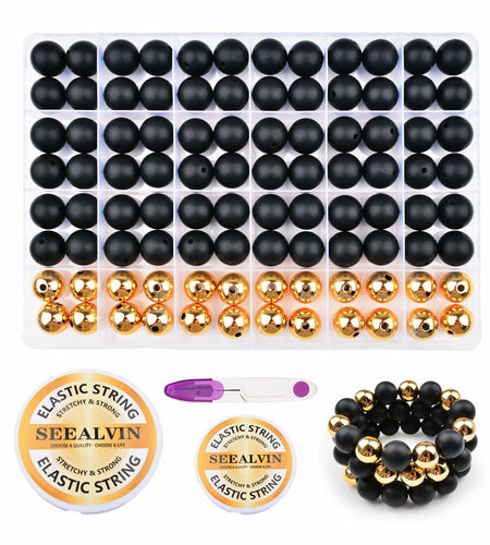 96PCS 15mm Silicone Beads Kit 2 Colors Round Rubber DIY Crafts