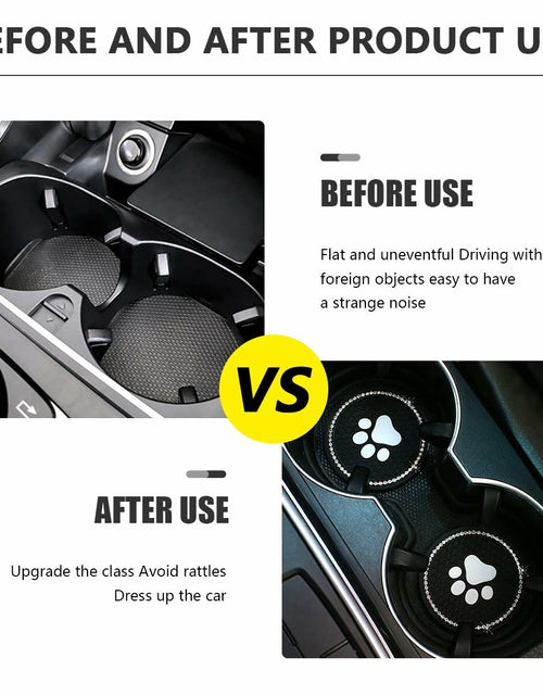 Load image into Gallery viewer, Kewucn Bling Paw Car Cup Holder Coasters 2PCS Dark Blue Rhinestone
