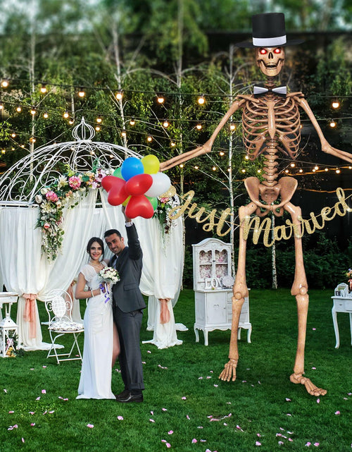 Load image into Gallery viewer, VioraWhite Skeleton Costume Accessories Banner Bow Tie Just Married
