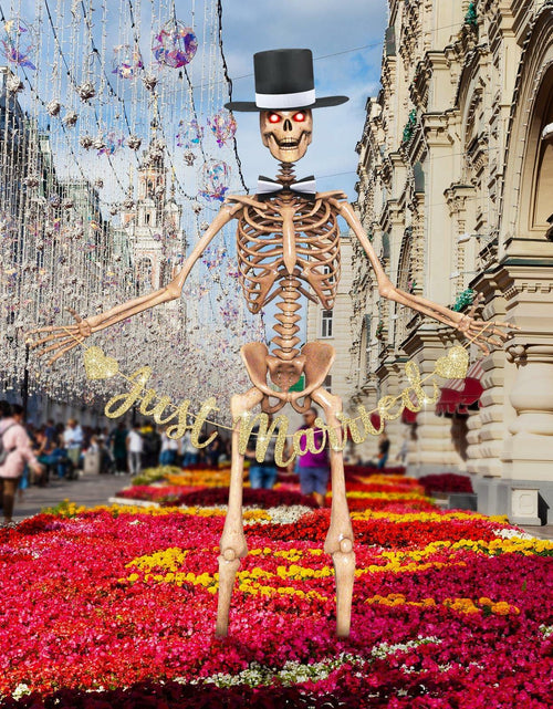 Load image into Gallery viewer, VioraWhite Skeleton Costume Accessories Banner Bow Tie Just Married
