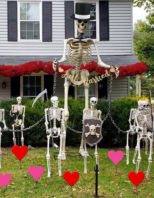 Load image into Gallery viewer, VioraWhite Skeleton Costume Accessories Banner Bow Tie Just Married
