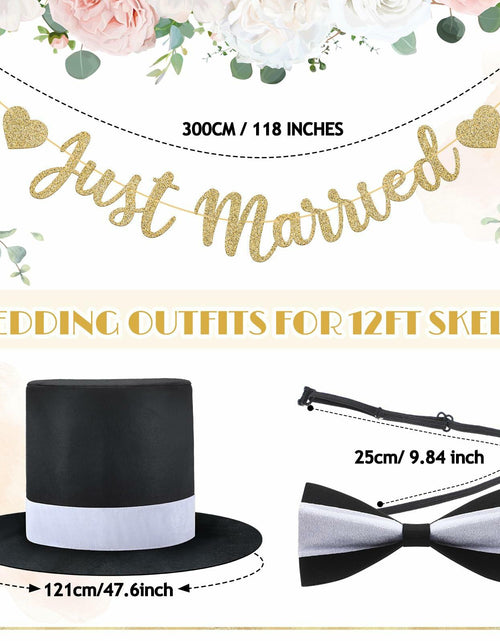 Load image into Gallery viewer, VioraWhite Skeleton Costume Accessories Banner Bow Tie Just Married
